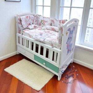 Wooden Baby Cot with fitted net
