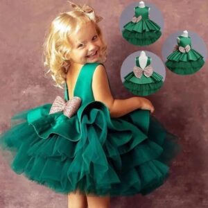 Puffed Open Back Girl Dress