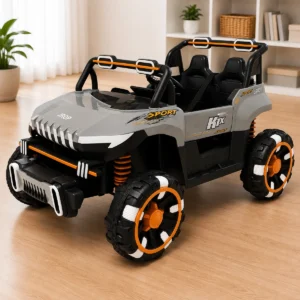 Kids 2-Seater Electric Ride-On Off-Road UTV Jeep – Grey & Orange Battery Powered Car