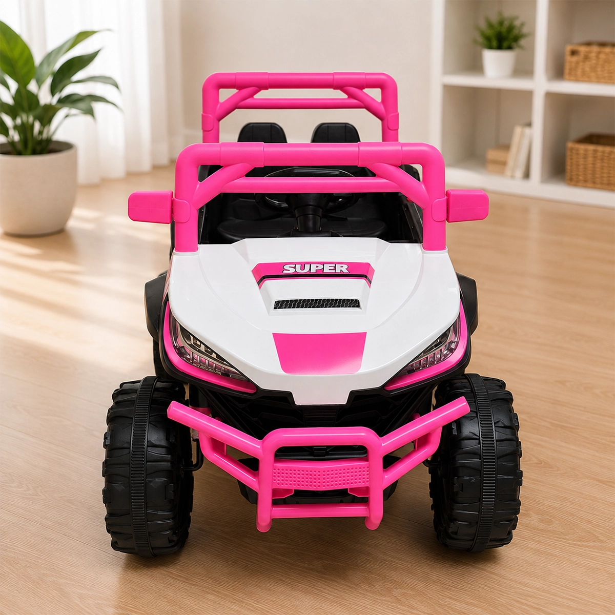 Kids Electric Off-Road UTV Ride-On Car – Pink & White 2-Seater Battery Powered Ride-On Jeep - Image 2