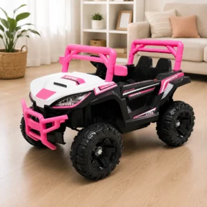 Kids Electric Off-Road UTV Ride-On Car – Pink & White 2-Seater Battery Powered Ride-On Jeep