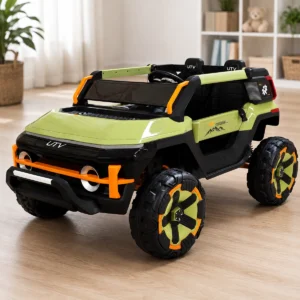 Kids Electric UTV Ride-On Car – Green & Orange Off-Road Battery Powered Toy Vehicle